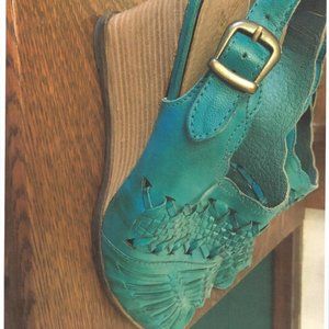Woven Open Toe Teal Wedge Sandles